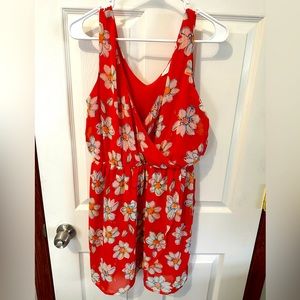 Lush Chiffon Coral Flower Dress Size Medium